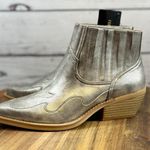 Forever 21 Women's Silver Tan Western Ankle Boots Booties US 7 Photo 0