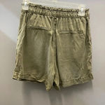 H&M High Waist Paper Bag Shorts Olive Green Photo 6
