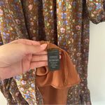 ASTR  Floral Brown Ruched Bust Long Sleeve Cottagecore Farmhouse Midi Dress Photo 7