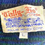 90s TALLY HO Green and Blue Plaid Gold Button Accent Button Up Cardigan Size L Photo 5