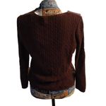 Oscar de la Renta  Brown Cable Knit Cardigan Size Medium Photo 6