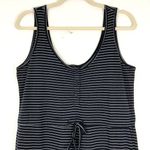 VERO MODA New Striped Knit Henley Daina Dress Sleeveless Tie Waist Maxi Navy Photo 5