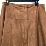 Soft Surroundings  Women’s Faux Suede Snap Button Front Brown A-Line Skirt Photo 1