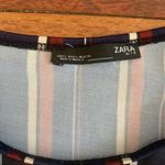 ZARA  | Striped Lace Navy Burgundy Long Sleeve Top Photo 2