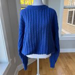 Vintage Cacharel Cobalt Blue Cotton Crewneck Sweater Size Medium 80s 90s Photo 8