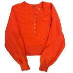 Free People NWOT -  Red Orange Cashmere Henley Sweater - S - Cashmere MSRP$168 Photo 0