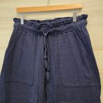 {M} Melissa Nepton Navy Gauze Linen Like Cropped Flowy Pant Blue Size M Photo 2