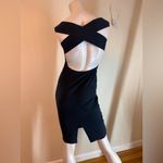 American Apparel Cross Back Off The Shoulder Dress Large Navy Blue Body Con Photo 4