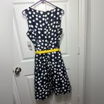 Jessica Howard  Navy Polka Dot Dress with Yellow Belt Photo 1