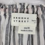 Kate Spade Womens Blouse Size XS Gray Striped Embroidered Tassels Boho Peasant Photo 1