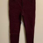 EXPRESS Womens Size 6 Jeans Supersoft Cropped High Rise Legging Burgundy Raw Hem Photo 0