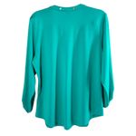 Guess Womens Long Sleeve V Neck Button Up Shirt Top Teal Green Size L Photo 1