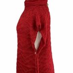 Nadia Rima NWT Cozy Red Cowl Neck Side Button Cable Knit Poncho Photo 5