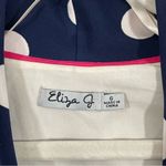 Eliza J Faux Wrap Navy Blue Cream Polkadot Dress Size 6 Sleeveless Photo 7