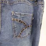 Vintage Y2K American Star Green Crochet Embroidered Cropped Denim Jeans Blue Size 30 Photo 7