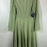 NWT Area Stars Sage Maggie Bell Sleeve Midi Dress V Neck Bustline Pleat Medium Green Photo 5