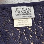 Susan Christopher VTG 90s Vest Cardigan M Navy Blue Metal Buttons Knit Crochet Size M Photo 2
