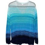 J. Jill 100% Linen Ombré Blue White Open Knit Tassel Beaded Aqua Size Small Photo 6