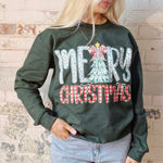 GRACE LILLY BOUTIQUE Merry Christmas Floral Sweatshirt Green Photo 0