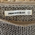 Paper Denim & Cloth  Metallic Gray Crew Neck Sweater Ribbed & Sheer Effect Photo 1