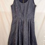 TAYLOR Womens Midi 100% Linen Fit And Flare Denim Dress Wedding Party Nautical Blue Size 12 Photo 0