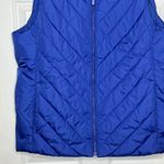Lands' End  Women Large Quilted Puffer Vest Blue Full Zip Collar Photo 3