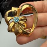 Heart Shape Brooch Pin 1 With Faux Pearl 2 Blue Rhinestone Gold Tone Lot Of 3 Photo 3