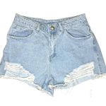 Princess Polly  Light Denim Distressed Shorts Photo 0