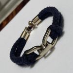 Talbots  Gold Tone Metal / Blue Cloth Bracelet Photo 0