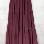 Vtg Boho Prairie Skirt Womens One Size Crinkle Embellished Western Folk Indie Purple Photo 0