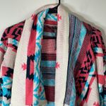Moon Collection  The Bonfire Knit Aztec Multicolor Asymmetrical Open Cardigan‎ S Photo 2