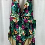 Swimsuits For All Green&Purple Tropical Halter Tie One Piece Swimsuit Sz.16 Green Photo 0