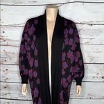 Modcloth  NWT Size XL Black - Purple & Blue Floral Open Front Sweater Cardigan Photo 1