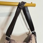 ABRO suede leather abstract print saddle bag, brown and tan, adjustable strap Photo 3