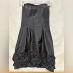 Max and Cleo Rosette Trim Strapless Taffeta Dress Sz 4 Black Photo 2