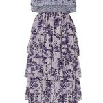 Misa  Nadia Purple Blue Strapless Floral Print Tiered Maxi Dress Size M Photo 4