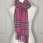 Pink Plaid Scarf with Fringe a34 Photo 2