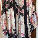 Avenue Women’s Vintage Kimono Style Floral Belted Plus Robe Black Size 1X Photo 0