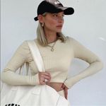 Adanola  Rib Long Sleeve Crop Top Photo 3