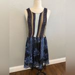 Free People NWT Katie Crochet Mini Dress Size Medium in Blue Combo Photo 2