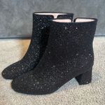 Women’s Black Glitter Covered Chunky Heeled Party Boots Zipper Size 10.5 NEW Photo 2