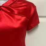 SheIn VCAY Red Twist Front Keyhole Back Satin Blouse Photo 5
