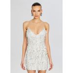 retrofete Haven Embellished Mini Dress White/Silver Womens Size Medium Silver Photo 3