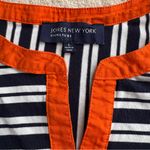 Jones New York  Navy Striped Long Sleeve Tee with Orange Accent Photo 4