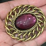 Vintage Unsigned Purple Dome Cabochon Gripoix Brooch Photo 1