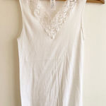 Hanro Switzerland Lace V Neck Tank 100% Cotton Women’s Small White Photo 0