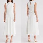 ALC Frank A.L.C. Kaia Gathered Sleeveless Midi Dress Off White Size 6 Feminine modest Chic Photo 3