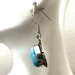 Silver tone turquoise drop earrings Blue Photo 2
