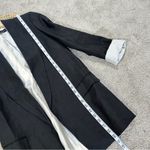 ZARA Women’s Linen Blazer Open Front Striped Rolled Sleeve Academia in Black S Photo 15