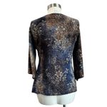 Dress Barn Y2K  V Neck Blue and Brown Cheetah Floral Print Blouse Size M Photo 1